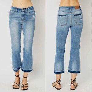 Judy Blue Cropped Boot Mid Rise Jean Raw Hem
Distressed JB82589MD Sz 29